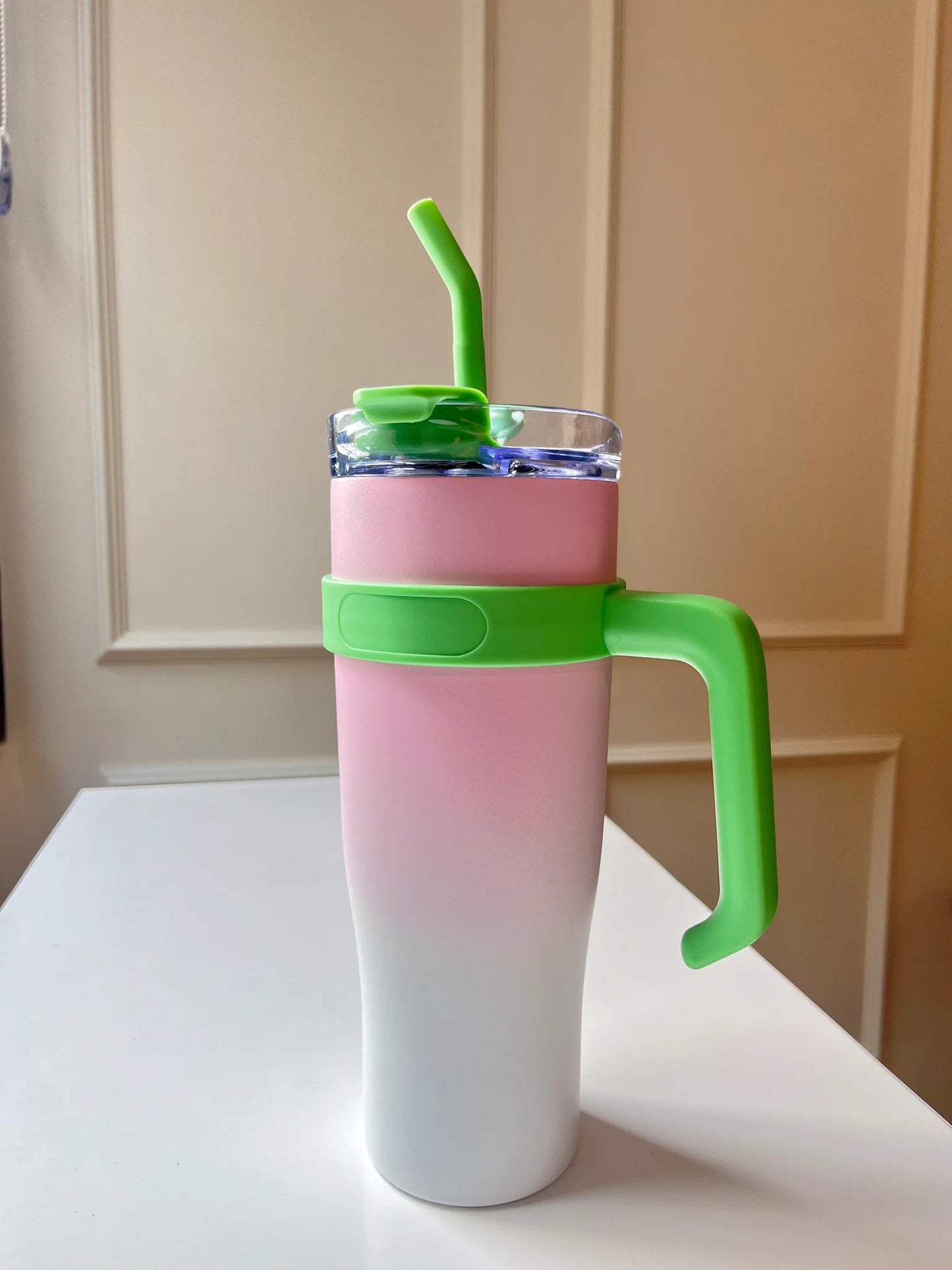 Ombre Jumbo Steel Tumbler with handle and straw 1200 ML