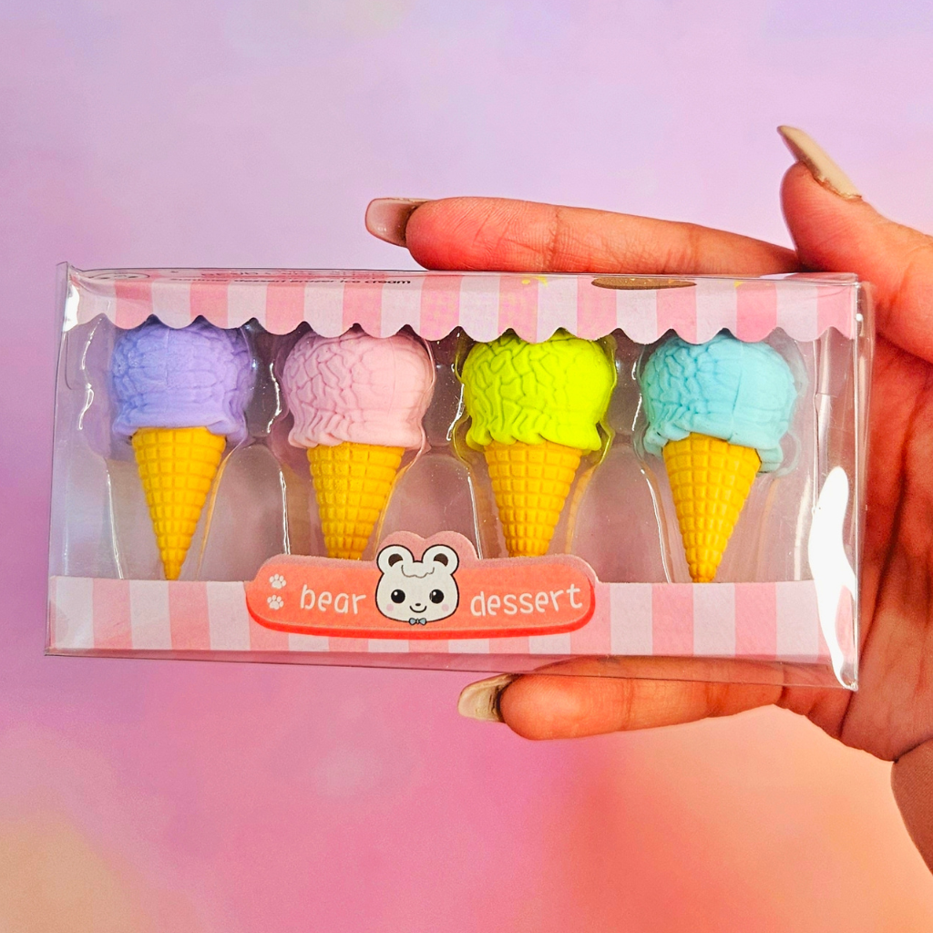 Tottsy's Icecream Cone Eraser - Pack of 4