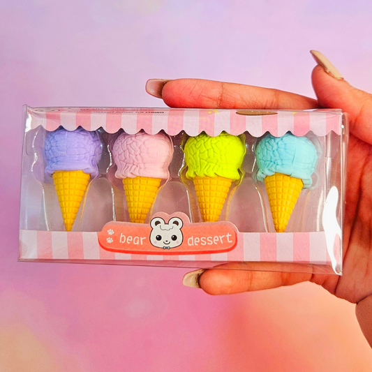 Tottsy's Icecream Cone Eraser - Pack of 4